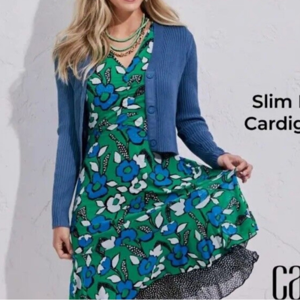 Cabi Slim Rib Cardigan in Periwinkle